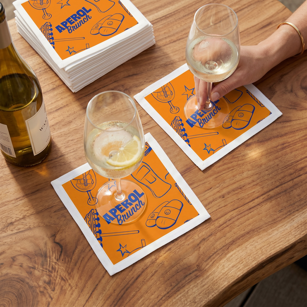 Aperol Brunch Cocktail Napkins (Pack of 50) – Orange Paper Napkins, Cocktail Party Decor, Brunch Beverage Napkins, Hostess Gift