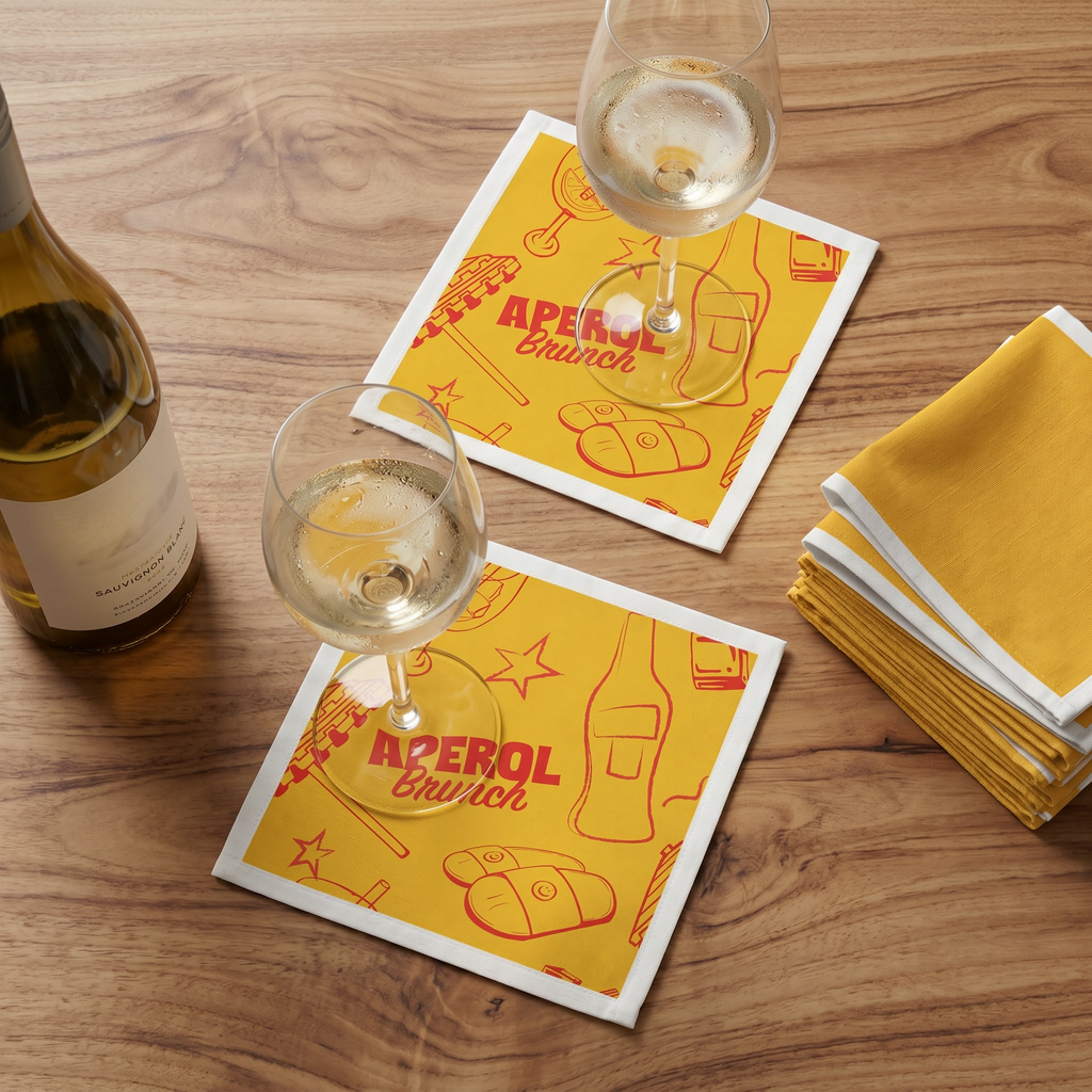 Aperol Brunch Cocktail Napkins (Pack of 50) – Yellow Paper Napkins, Cocktail Party Decor, Brunch Beverage Napkins, Hostess Gift