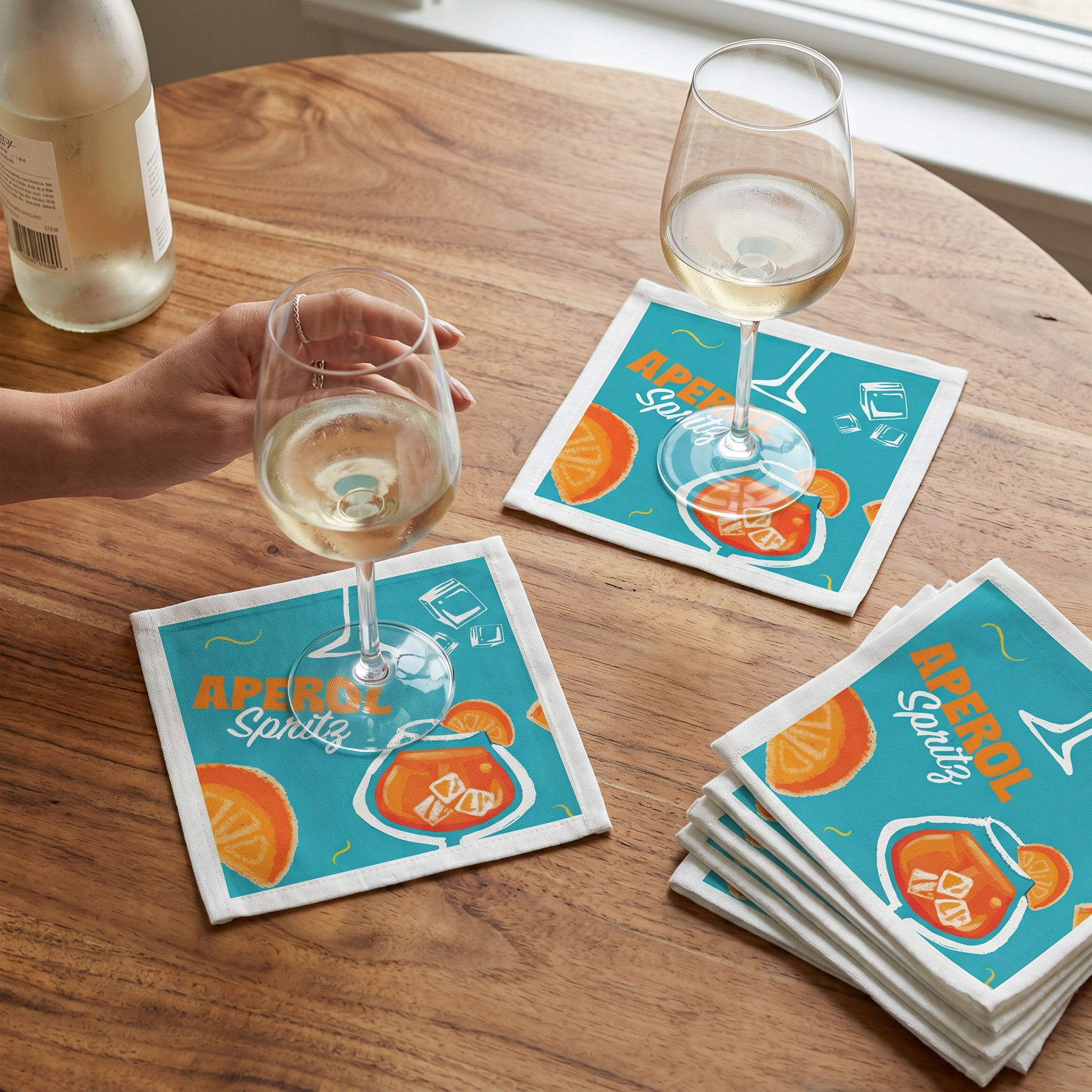 Aperol Brunch Cocktail Napkins (Pack of 50) – Turquoise Paper Napkins, Cocktail Party Decor, Brunch Beverage Napkins, Hostess Gift
