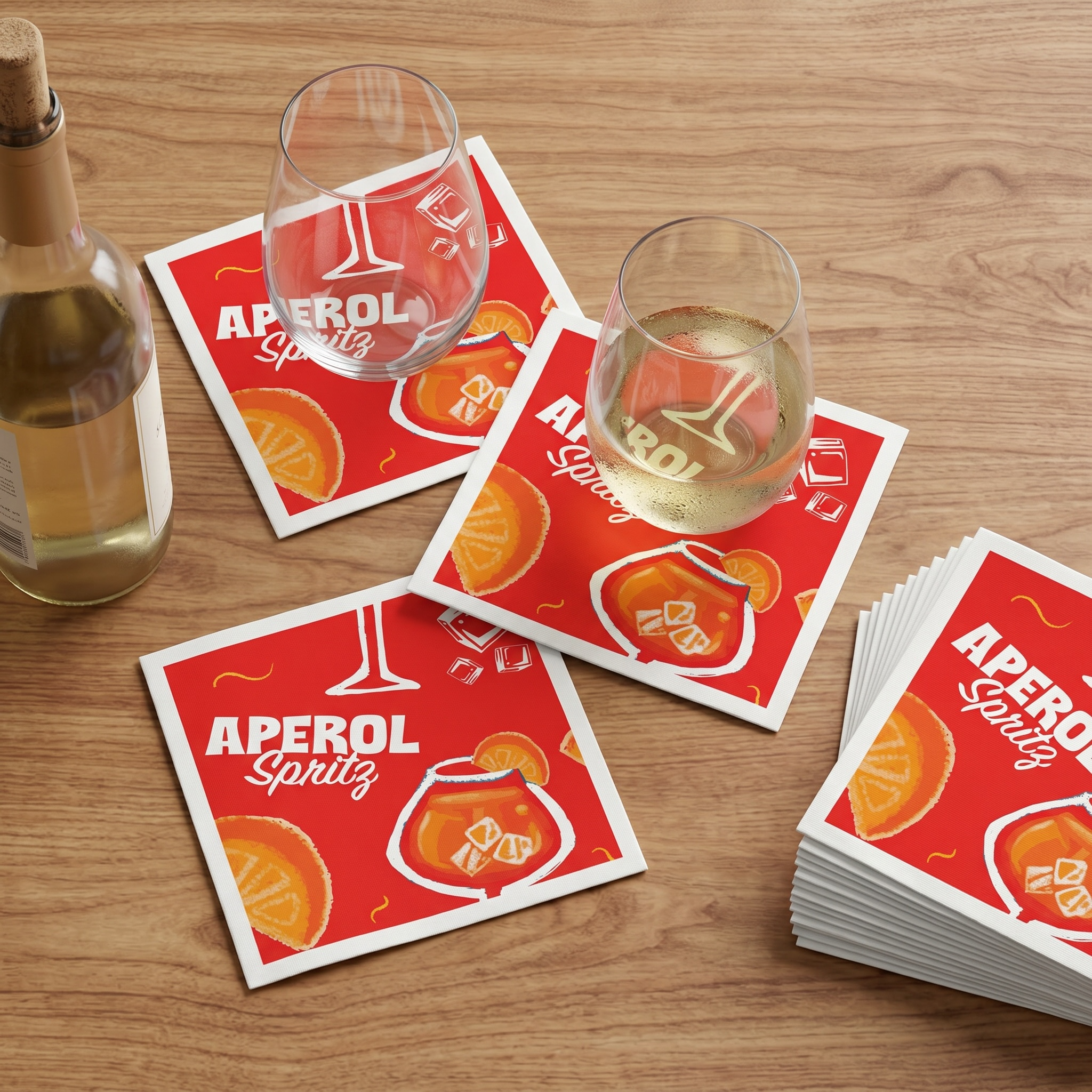Aperol Brunch Cocktail Napkins (Pack of 50) – Red Paper Napkins, Cocktail Party Decor, Brunch Beverage Napkins, Hostess Gift