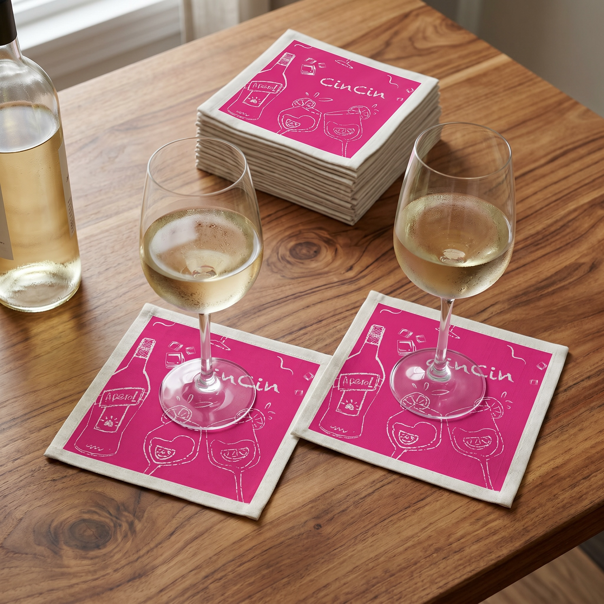 Cin Cin Aperol Cocktail Napkins (Pack of 50) – Pink Paper Napkins, Cocktail Party Decor, Beverage Napkins, Hostess Gift