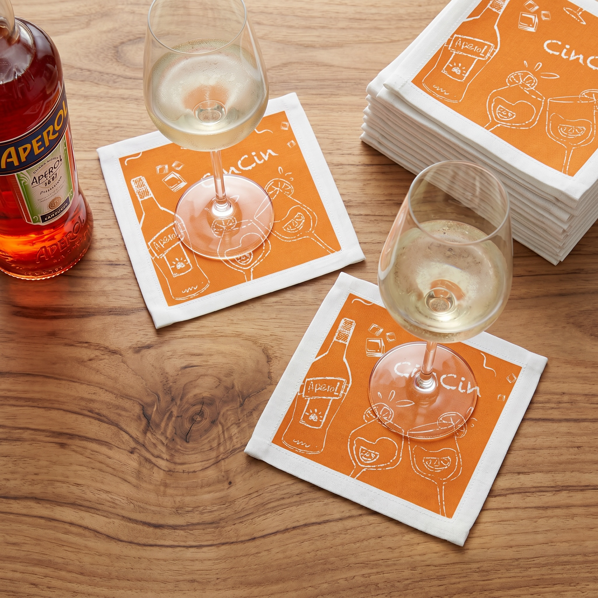 Cin Cin Aperol Cocktail Napkins (Pack of 50) – Orange Paper Napkins, Cocktail Party Decor, Beverage Napkins, Hostess Gift
