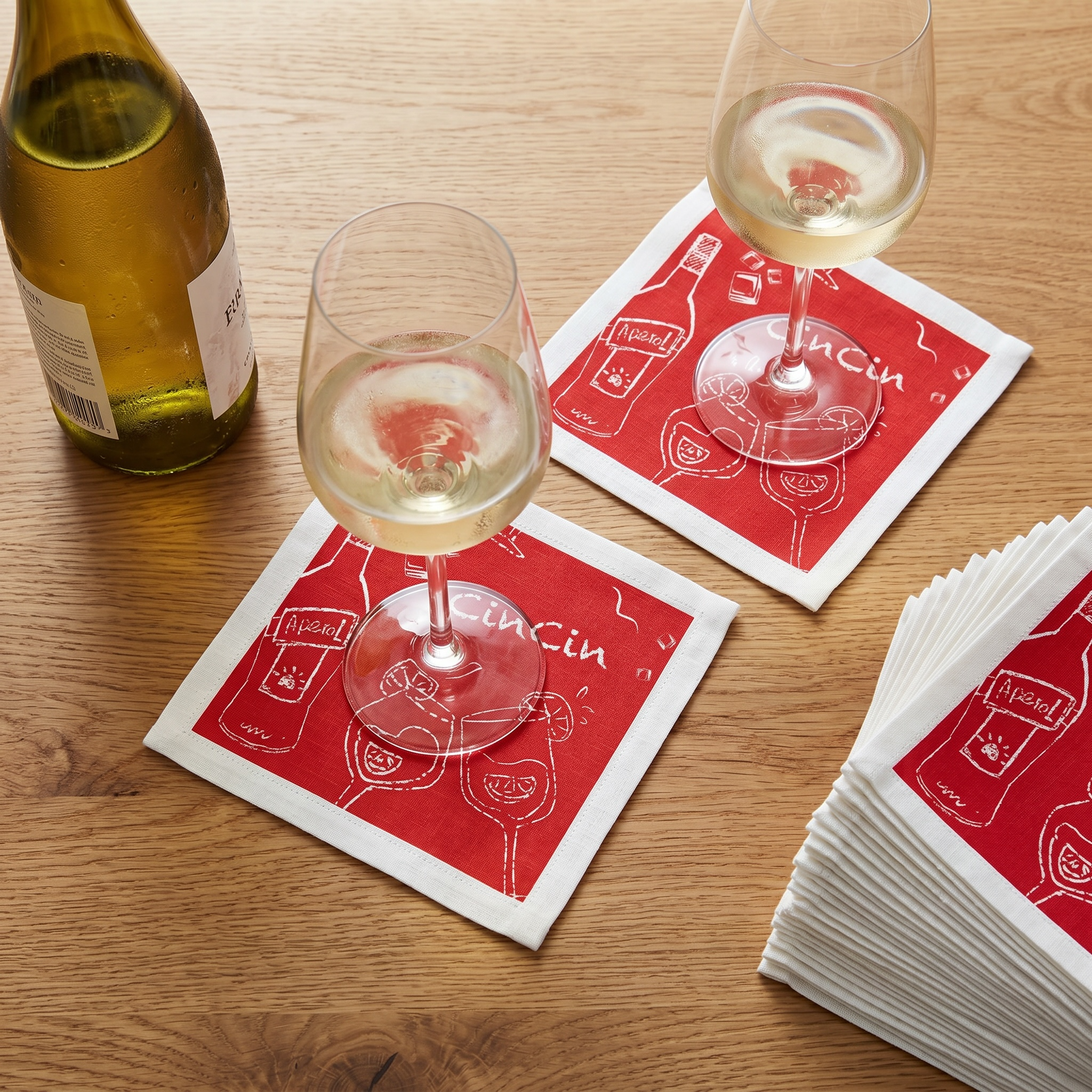Cin Cin Aperol Cocktail Napkins (Pack of 50) – Red Paper Napkins, Cocktail Party Decor, Beverage Napkins, Hostess Gift