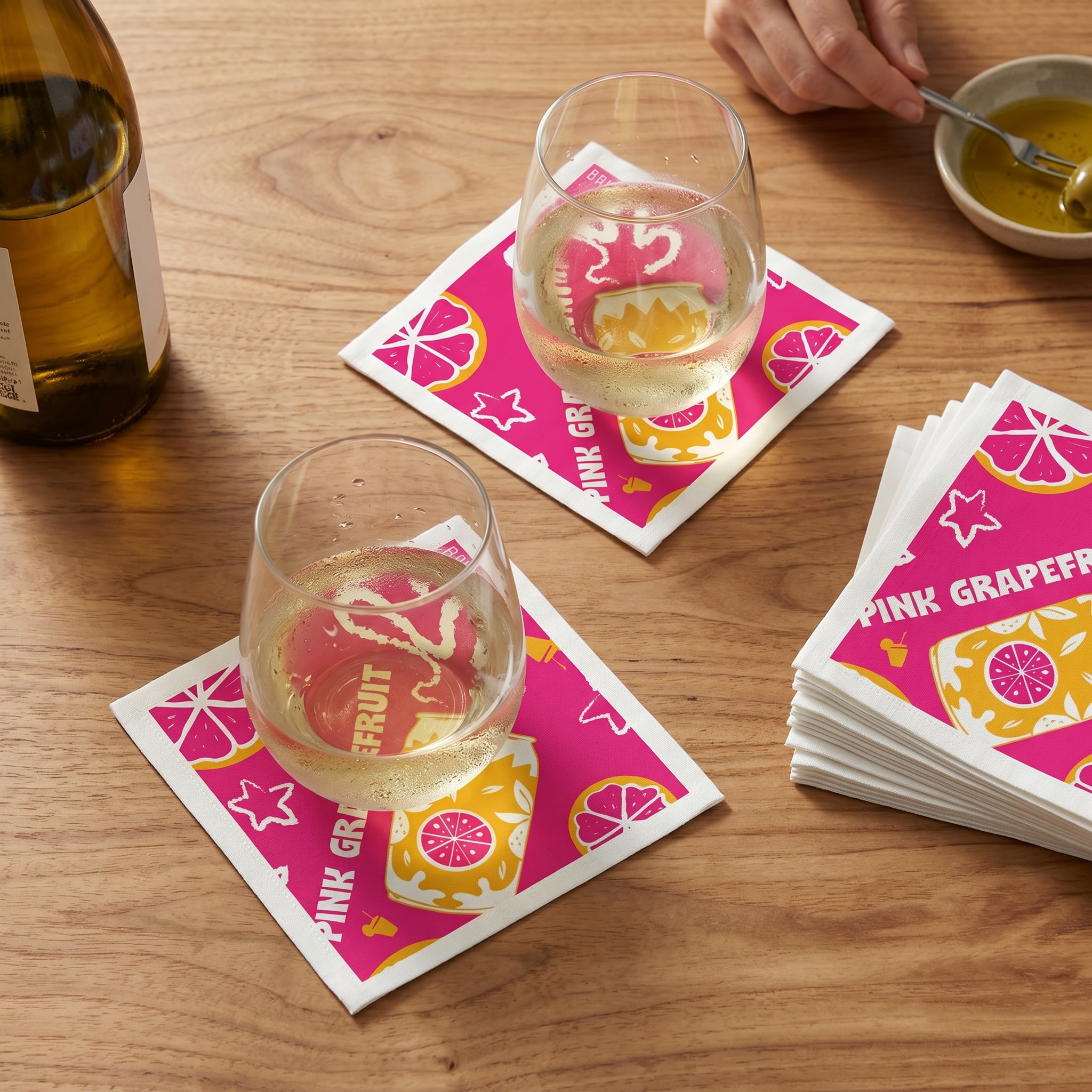 Pink Grapefruit Cocktail Napkins (Pack of 50) – Pink Citrus Paper Napkins, Brunch Party Decor, Beverage Napkins, Hostess Gift