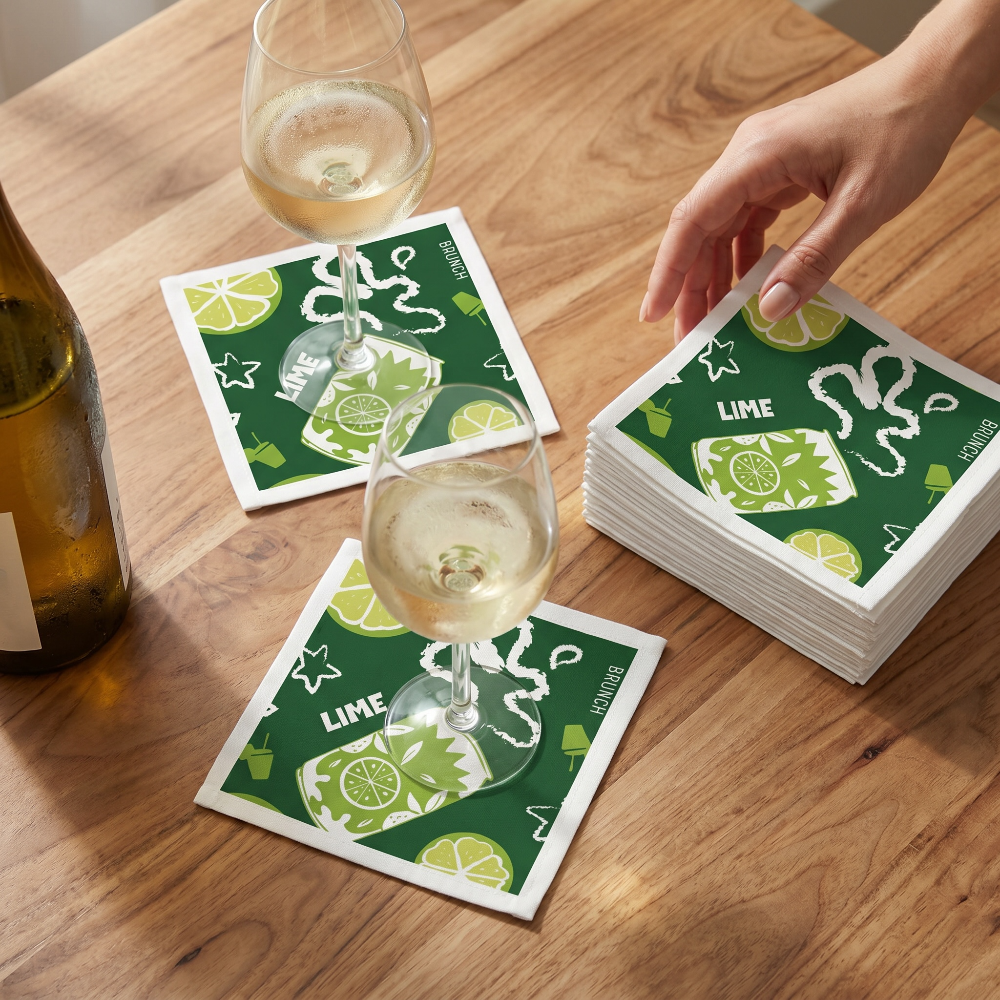 Lime Cocktail Paper Napkins (Pack of 50) – Green Citrus Paper Napkins, Cocktail Party Decor, Beverage Napkins, Hostess Gift