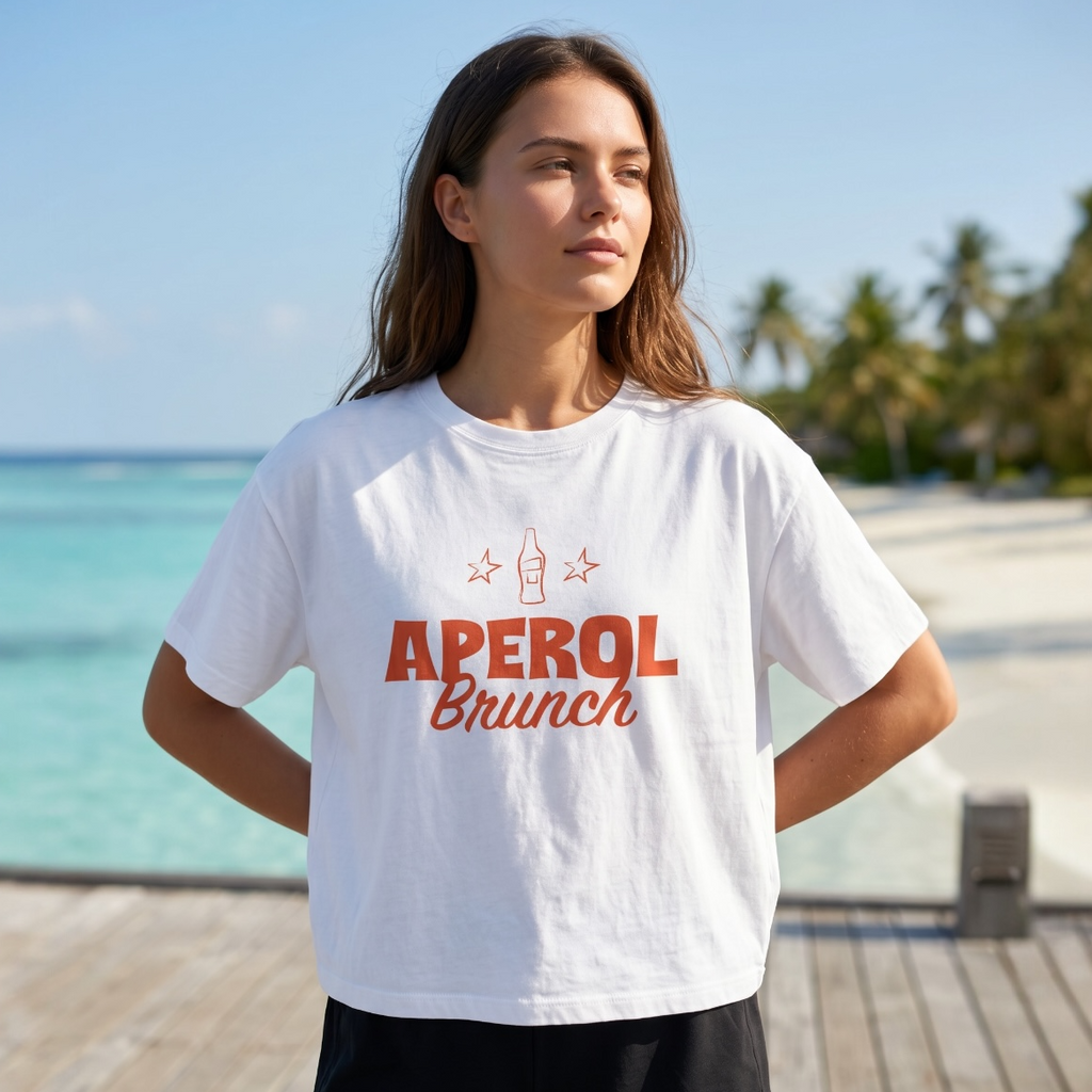 Aperol Brunch Women's Boxy Tee — Orange Aperol Inspired Shirt