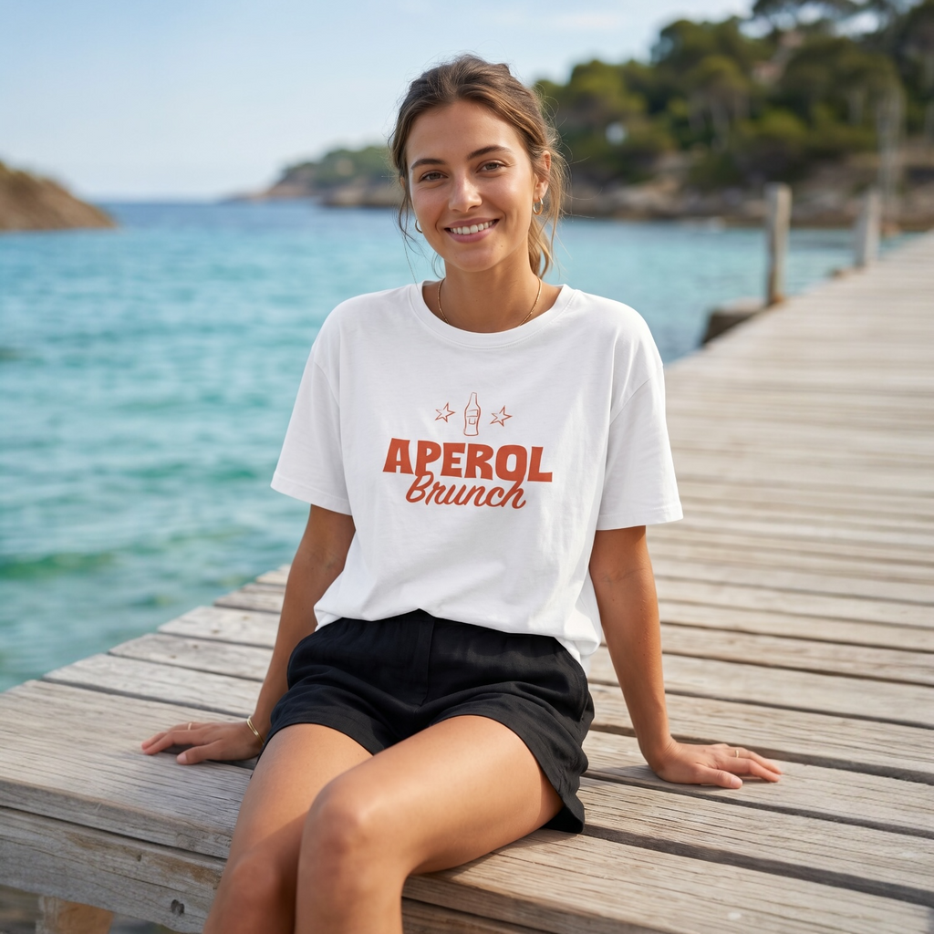 Aperol Brunch Women's Boxy Tee — Orange Aperol Inspired Shirt