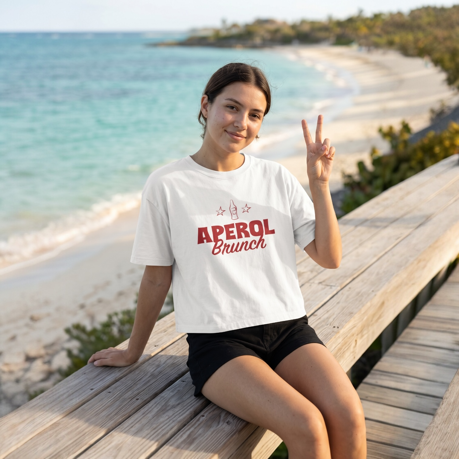 Aperol Brunch Women's Boxy Tee — Red Aperol Inspired Shirt
