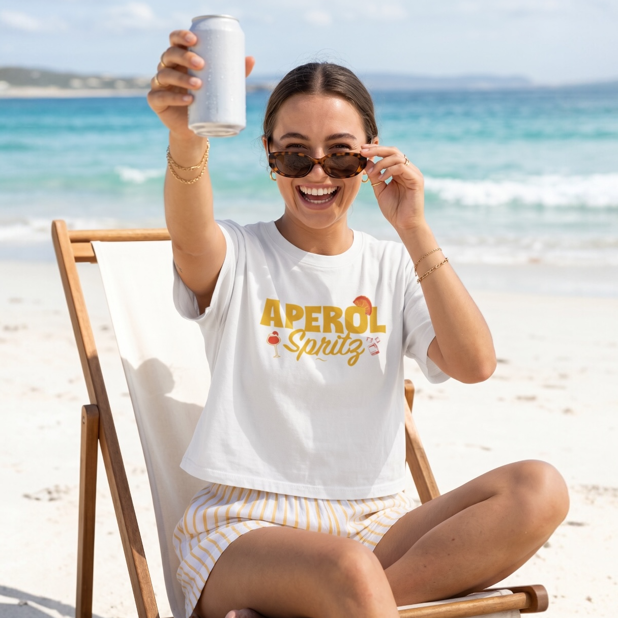 Aperol Spritz Cocktail Boxy Tee — Yellow Aperol Inspired Design