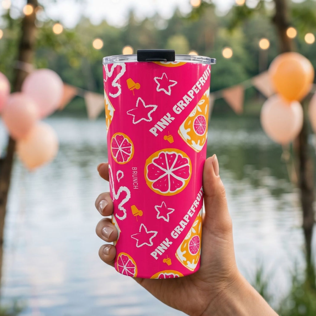 Pink Grapefruit Fruit Brunch 20oz Tumbler — Pink Aperol Inspired Design