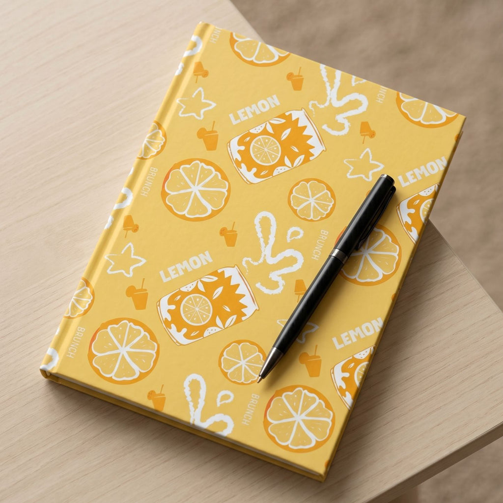 Lemon Fruit Brunch Hardcover Journal – Yellow Aperol Inspired Design