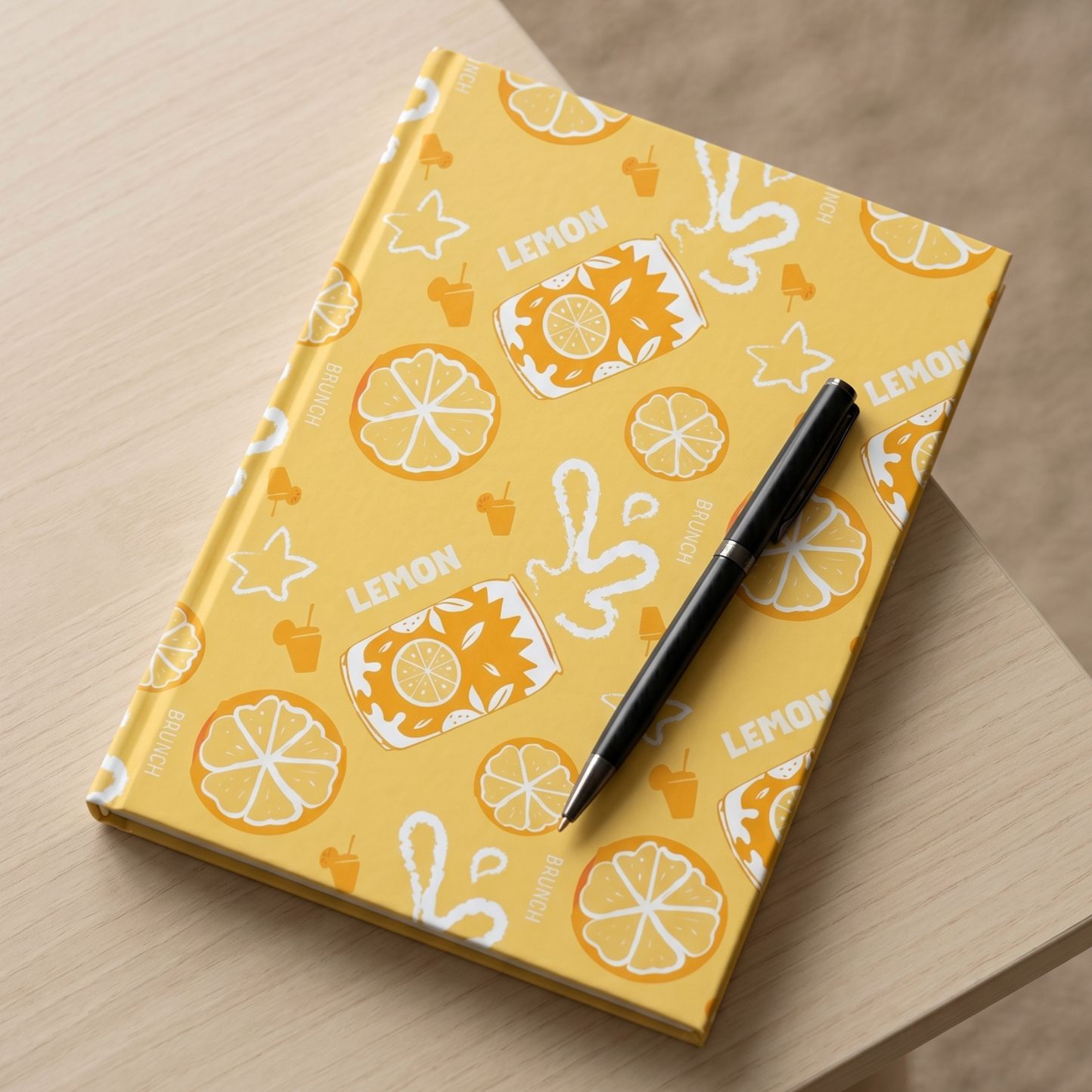Lemon Fruit Brunch Hardcover Journal – Yellow Aperol Inspired Design