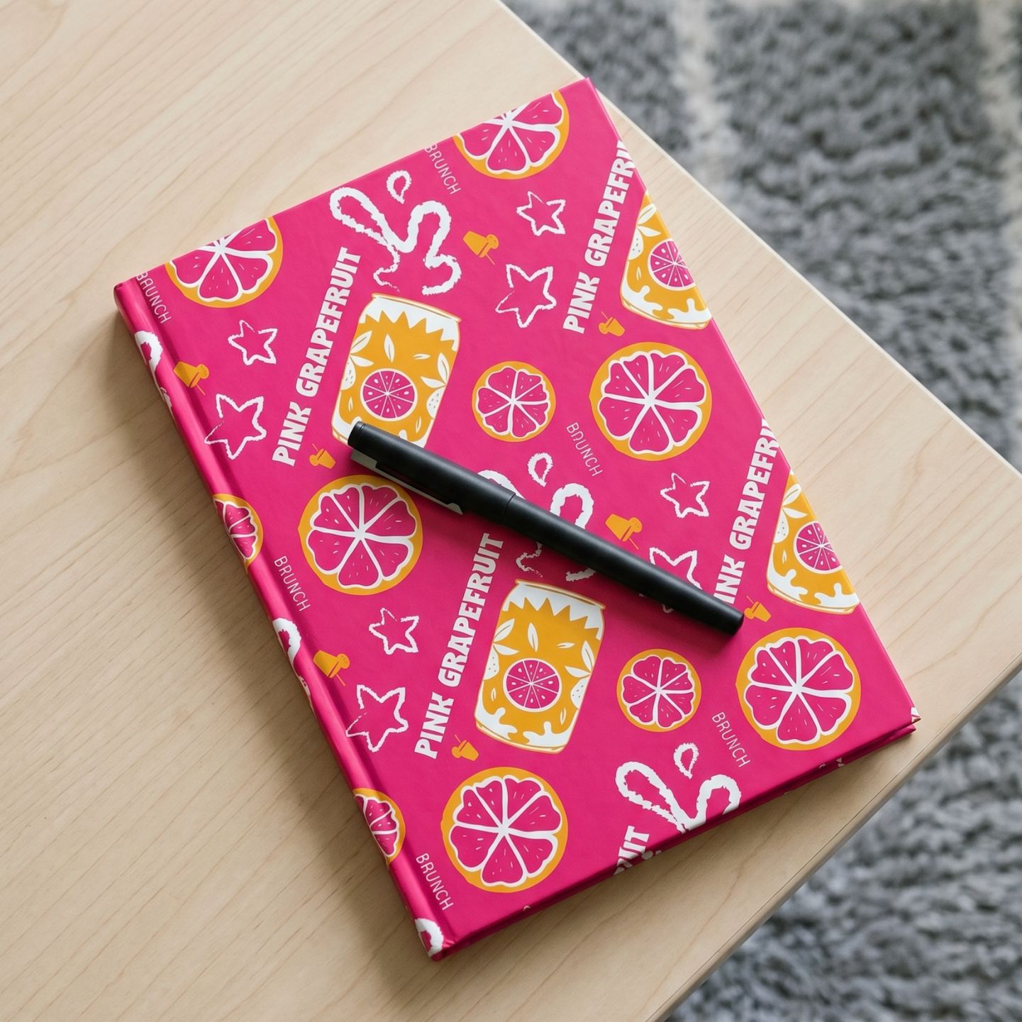 Pink Grapefruit Fruit Brunch Hardcover Journal – Pink Aperol Inspired Design
