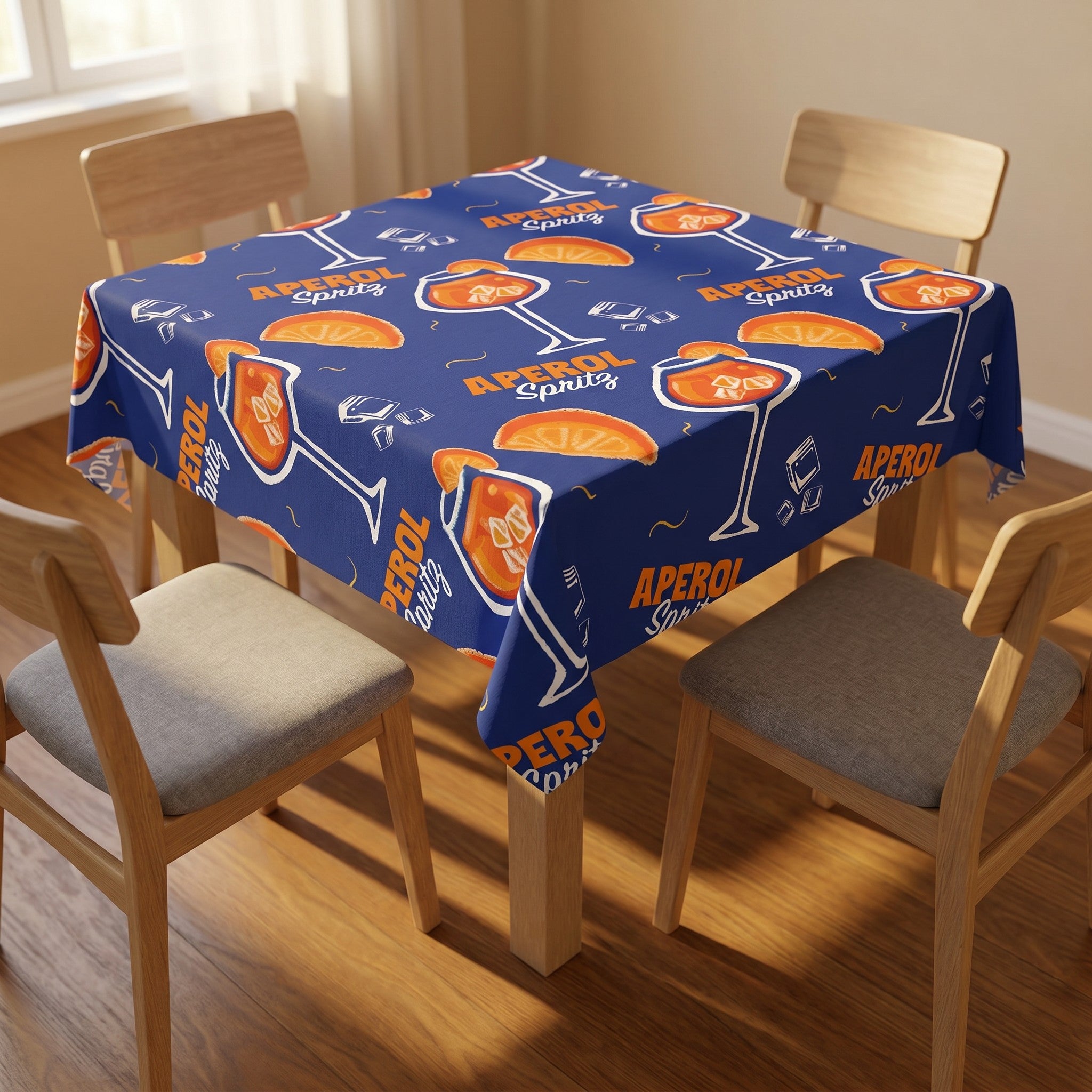 NEW Aperol Spritz Tablecloth — Bright Blue Cocktail Party Table Cover