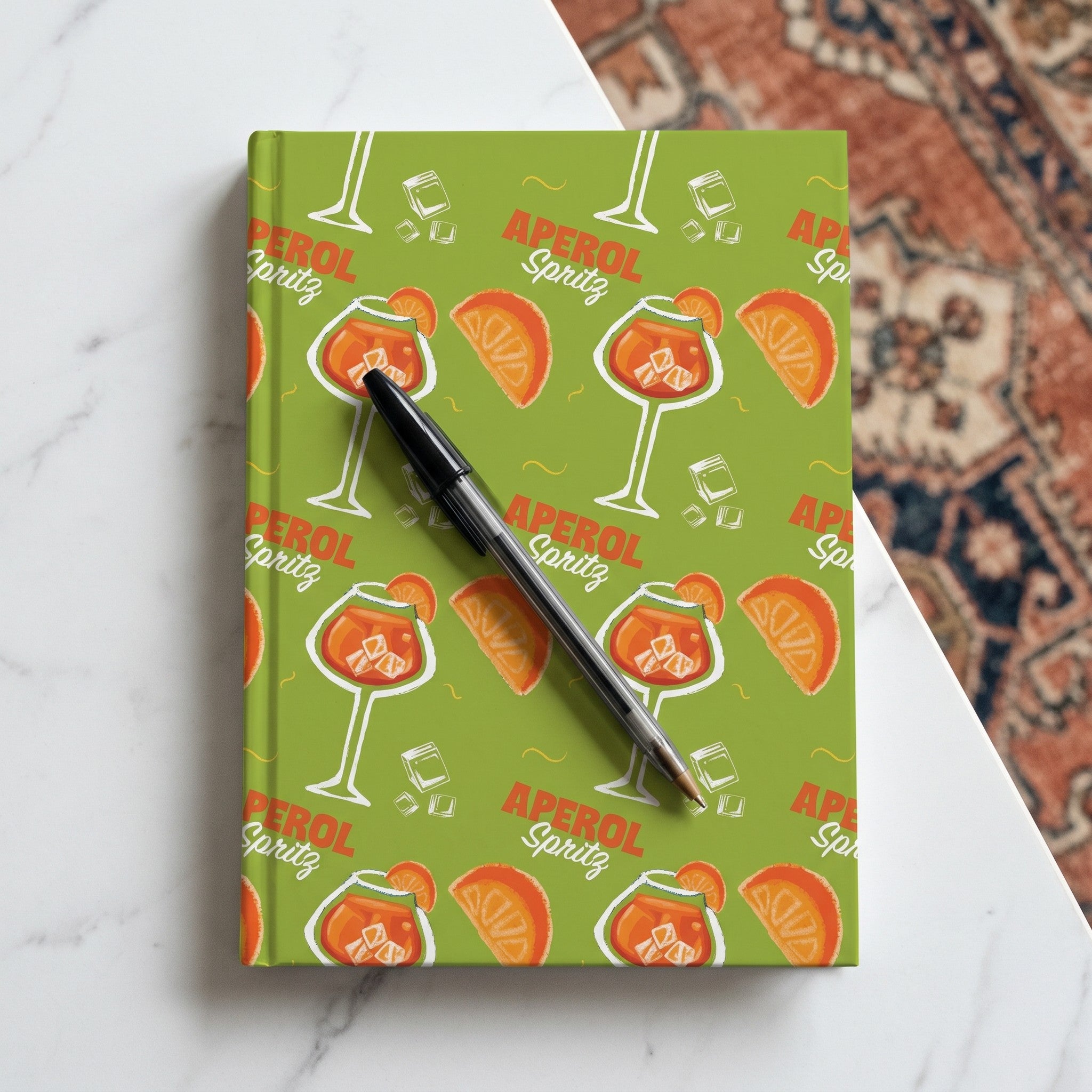 Aperol Spritz Hardcover Journal — Green Aperol Inspired Design