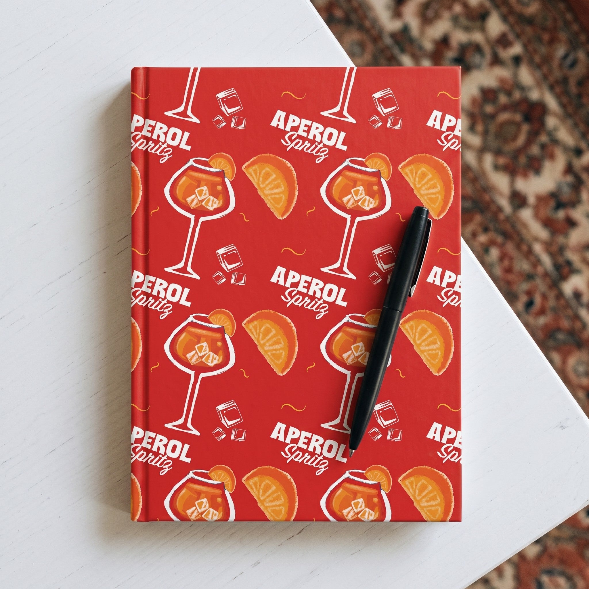 Aperol Spritz Hardcover Journal — Red Aperol Inspired Design