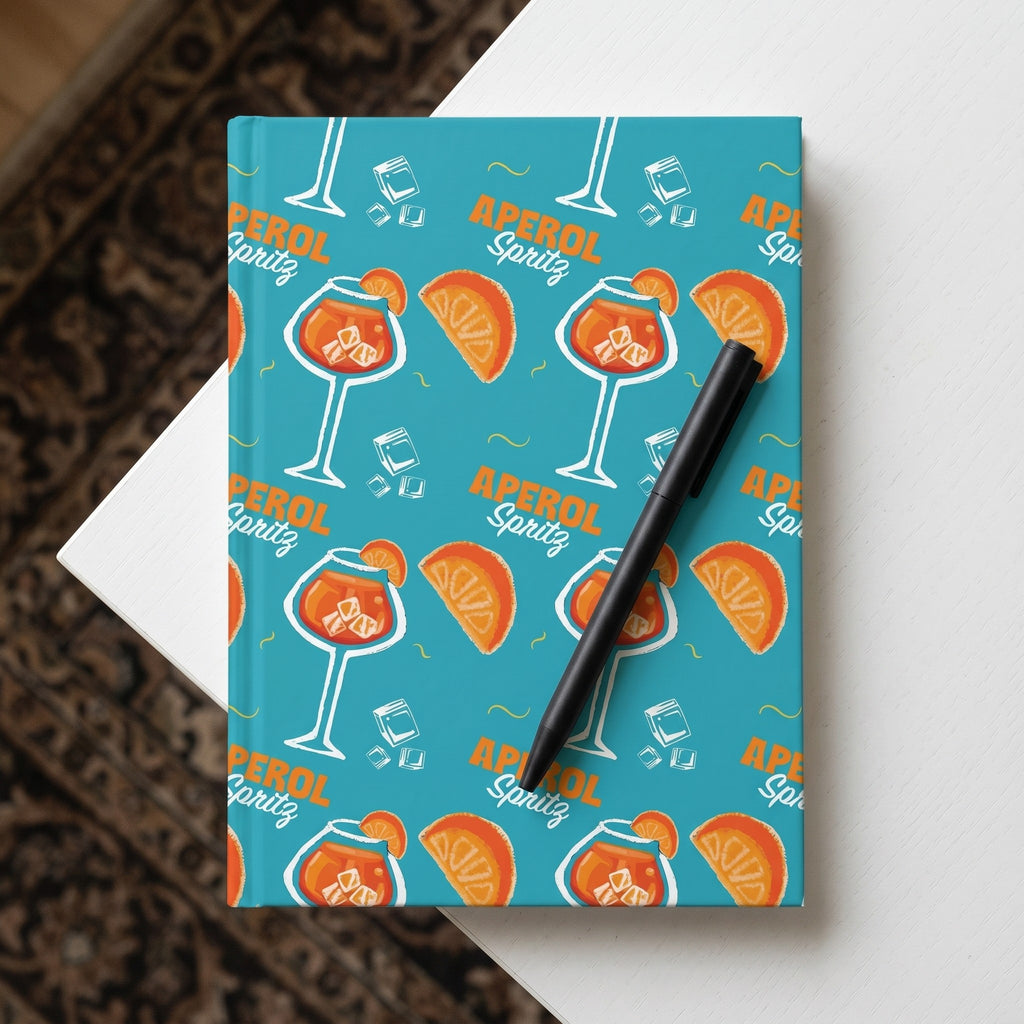 Aperol Spritz Hardcover Journal — Turquoise Aperol Inspired Design