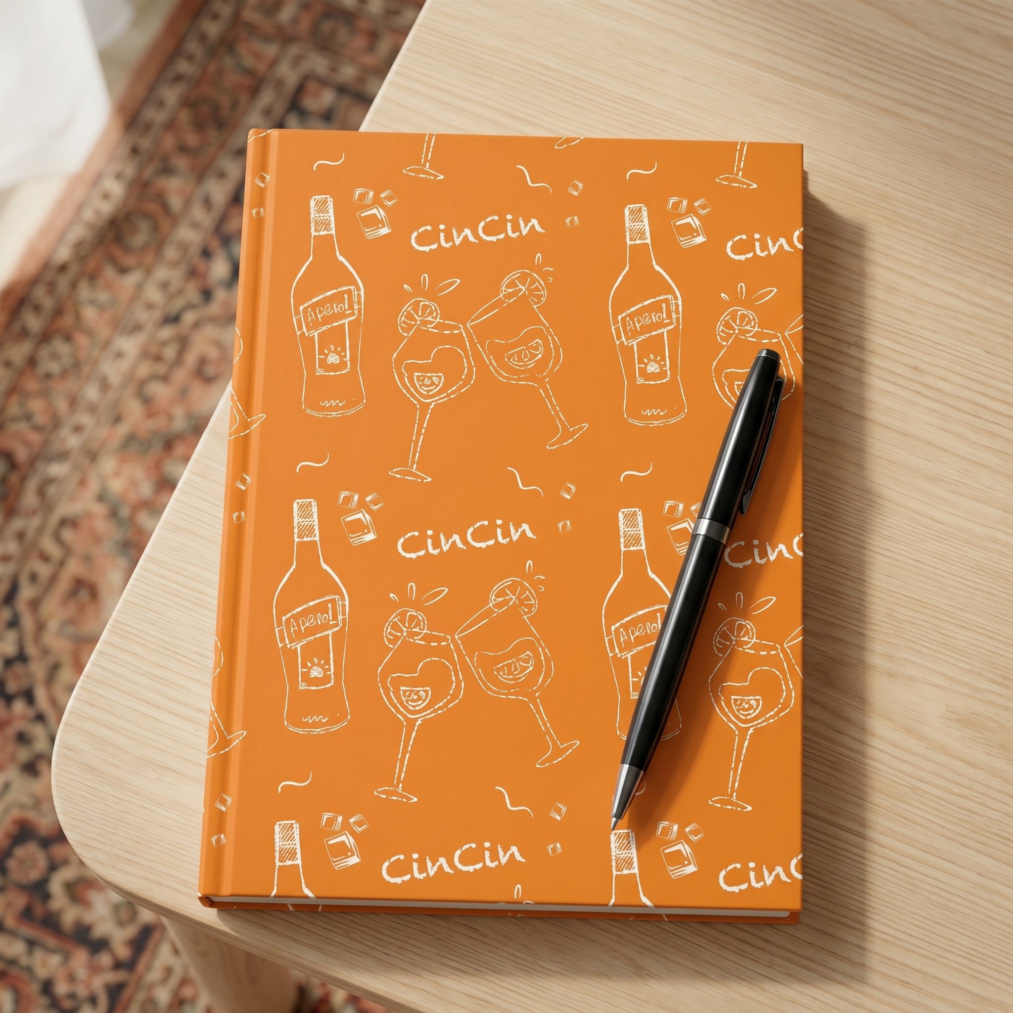 Cin Cin Cocktail Hardcover Journal — Orange Aperol Inspired Design