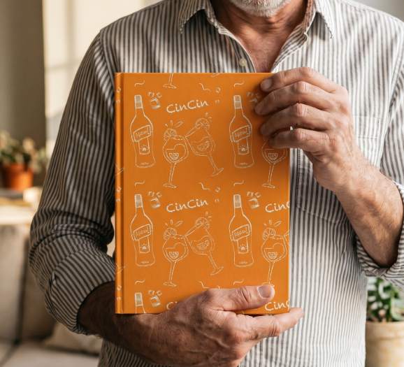 Cin Cin Cocktail Hardcover Journal — Orange Aperol Inspired Design