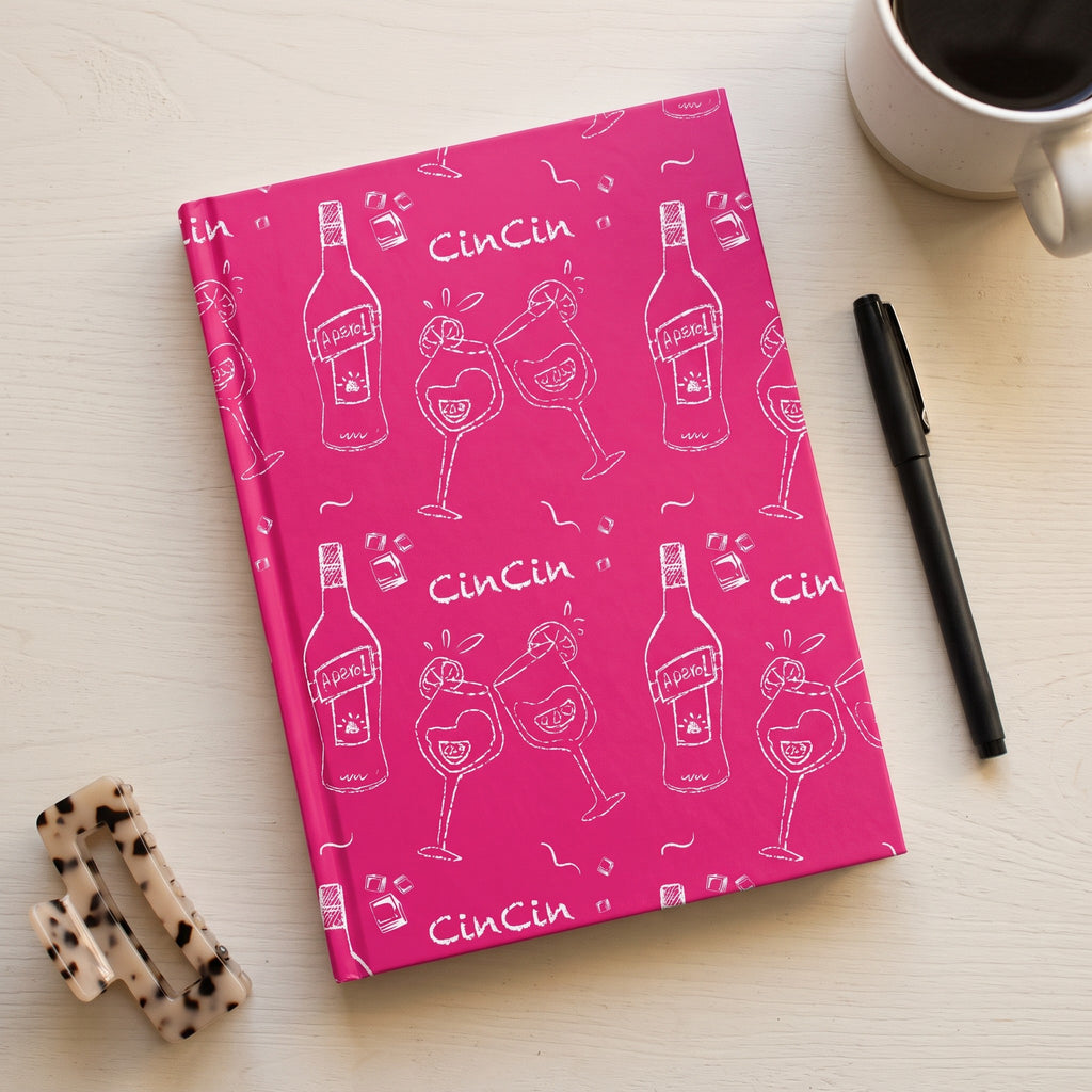 Cin Cin Cocktail Hardcover Journal — Pink Aperol Inspired Design