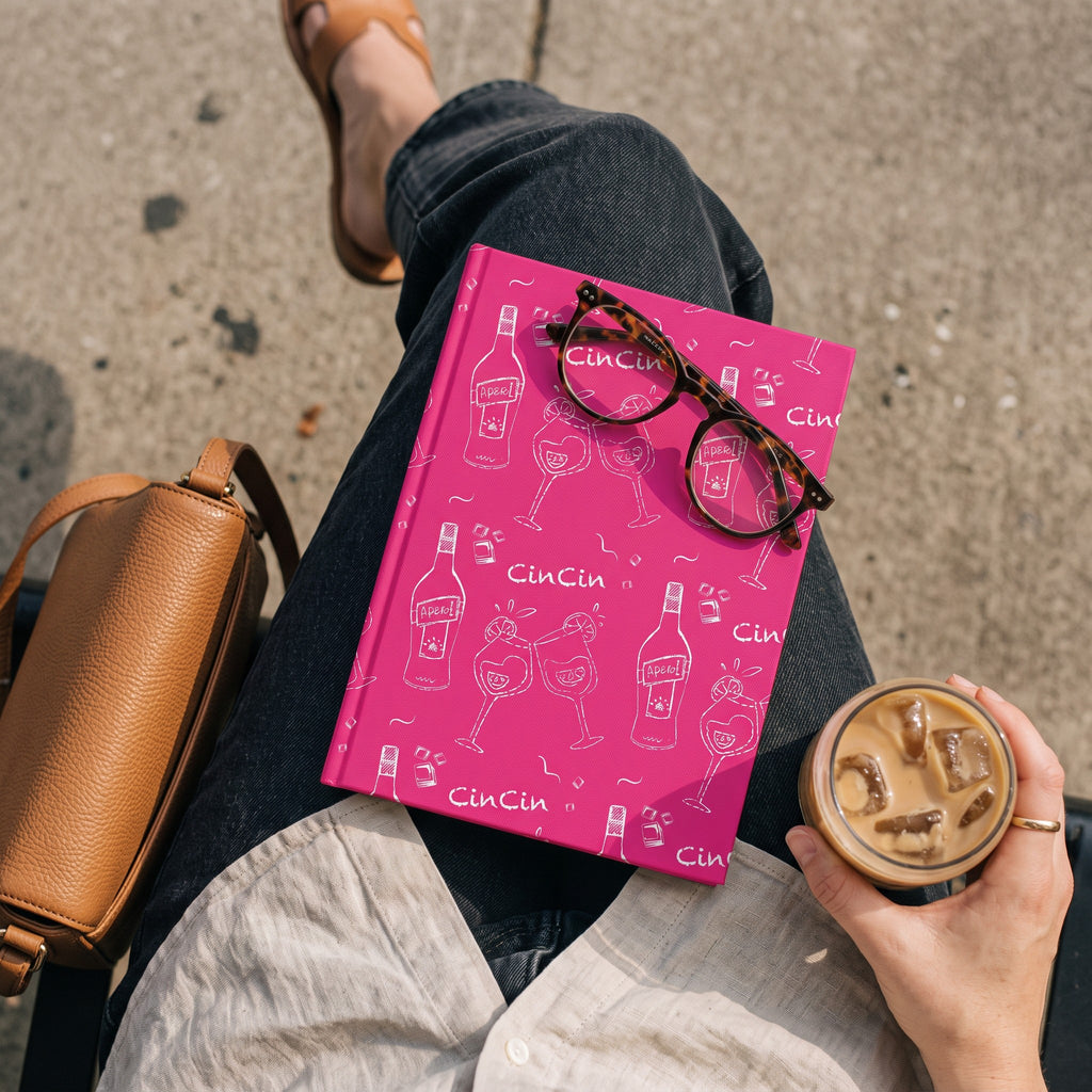 Cin Cin Cocktail Hardcover Journal — Pink Aperol Inspired Design
