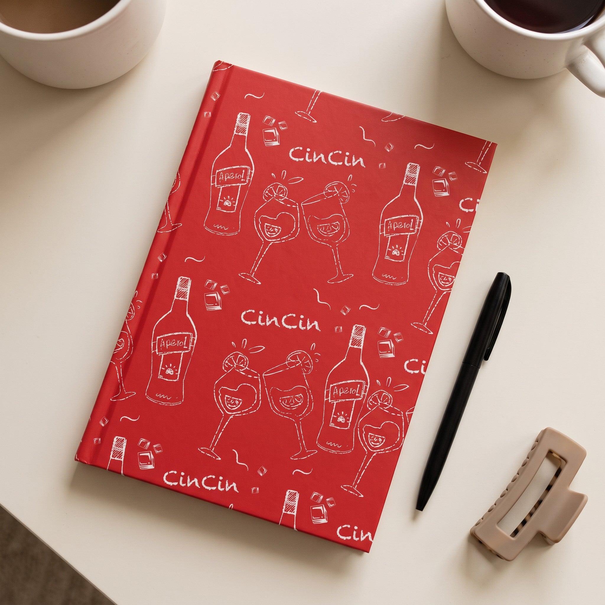 Cin Cin Cocktail Hardcover Journal - Red Aperol Inspired Design