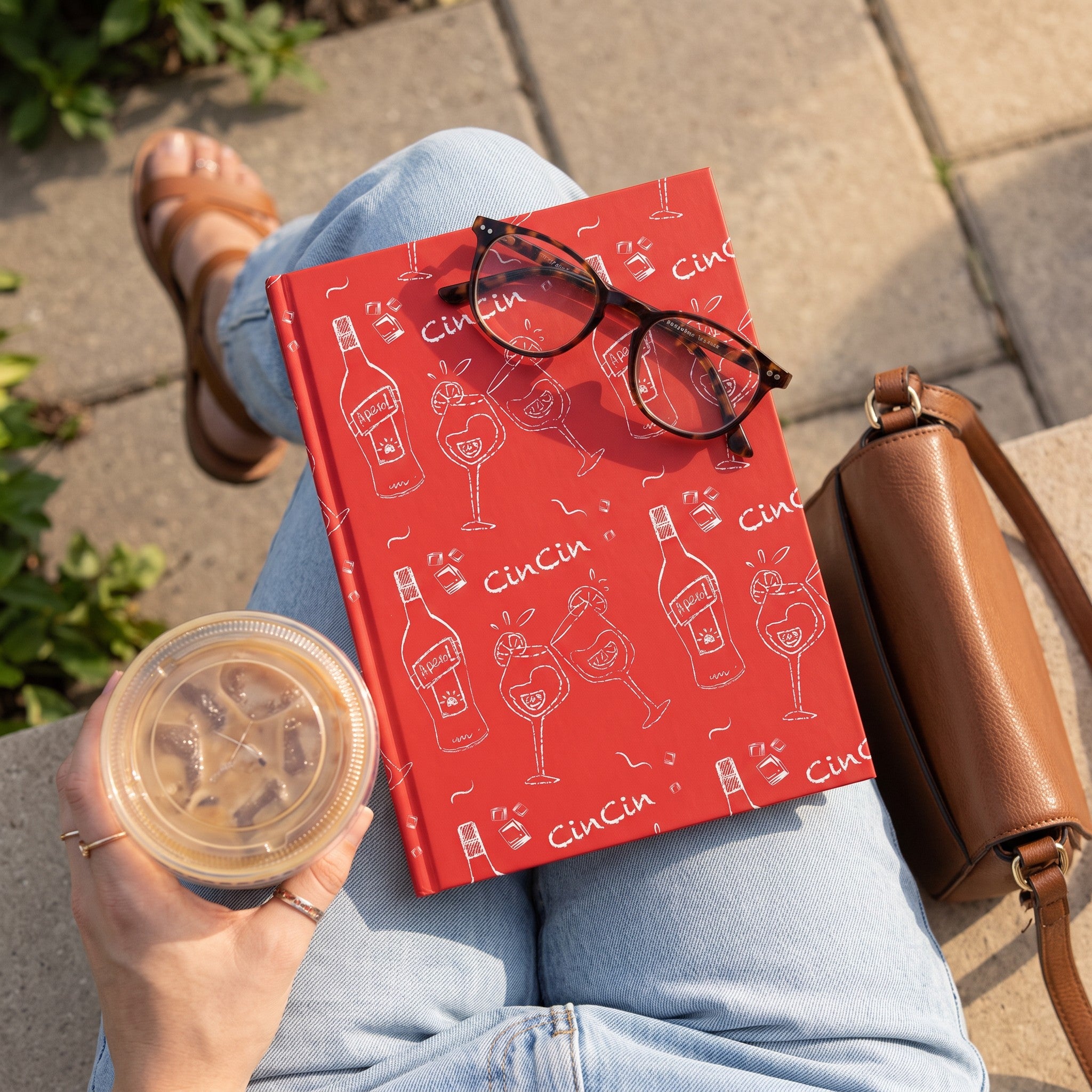 Cin Cin Cocktail Hardcover Journal - Red Aperol Inspired Design