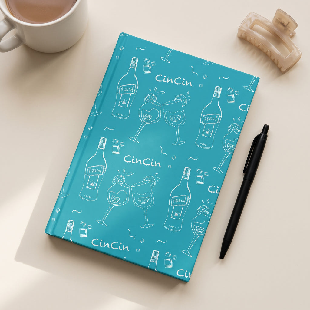 Cin Cin Hardcover Journal - Turquoise Aperol Inspired Design