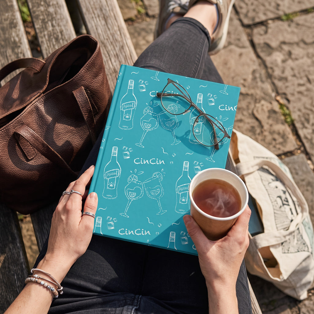 Cin Cin Hardcover Journal - Turquoise Aperol Inspired Design