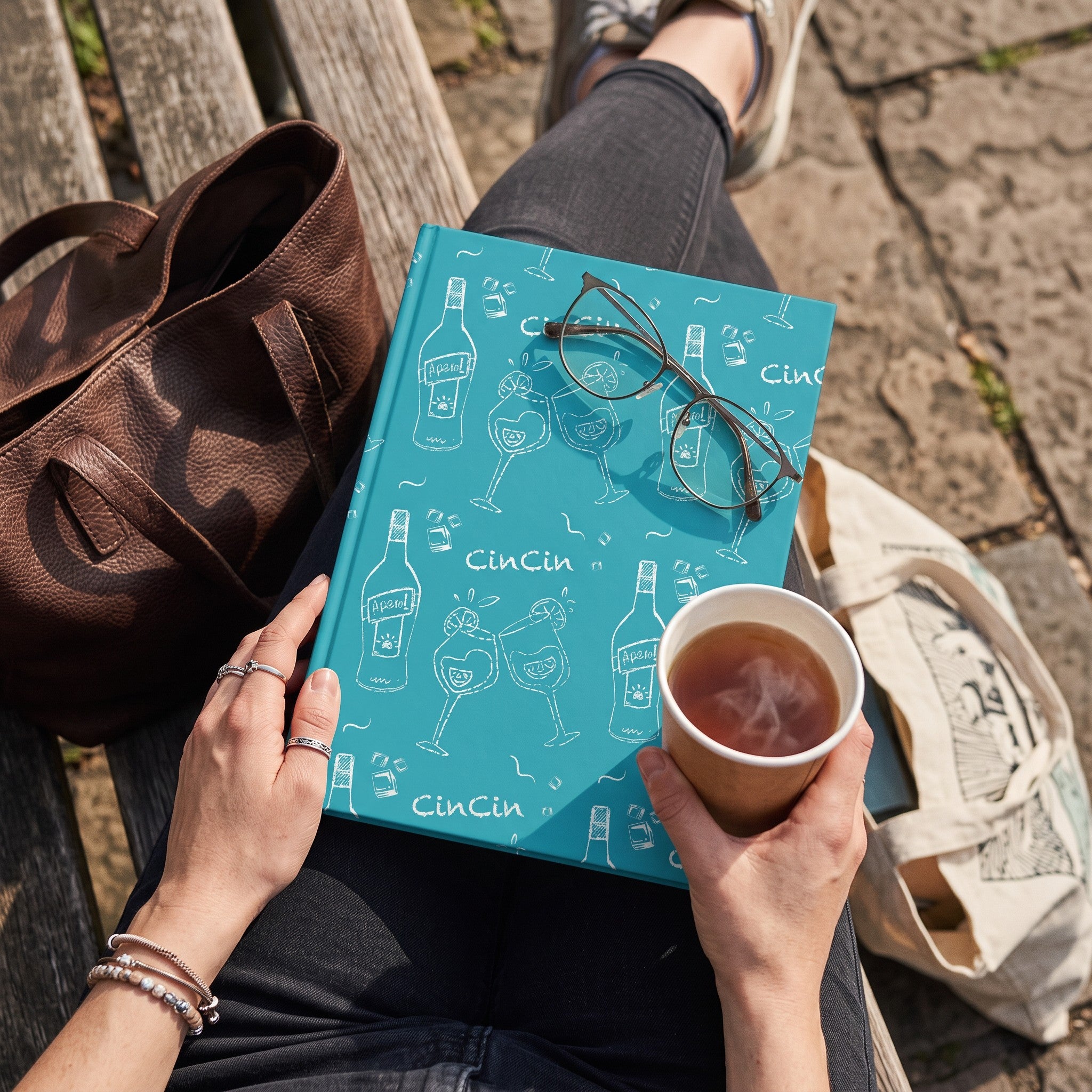 Cin Cin Hardcover Journal - Turquoise Aperol Inspired Design