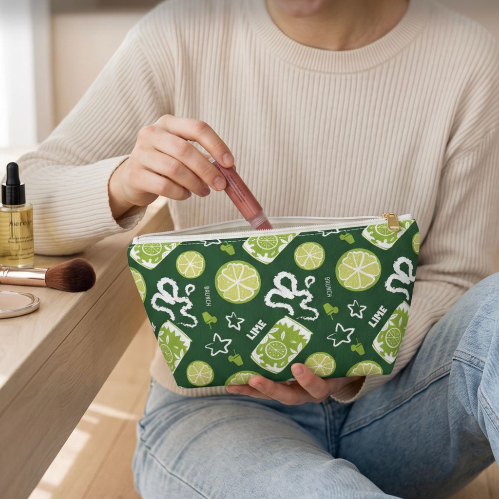 Lime Fruit Brunch Pouch w T-bottom — Green Aperol Inspired Design