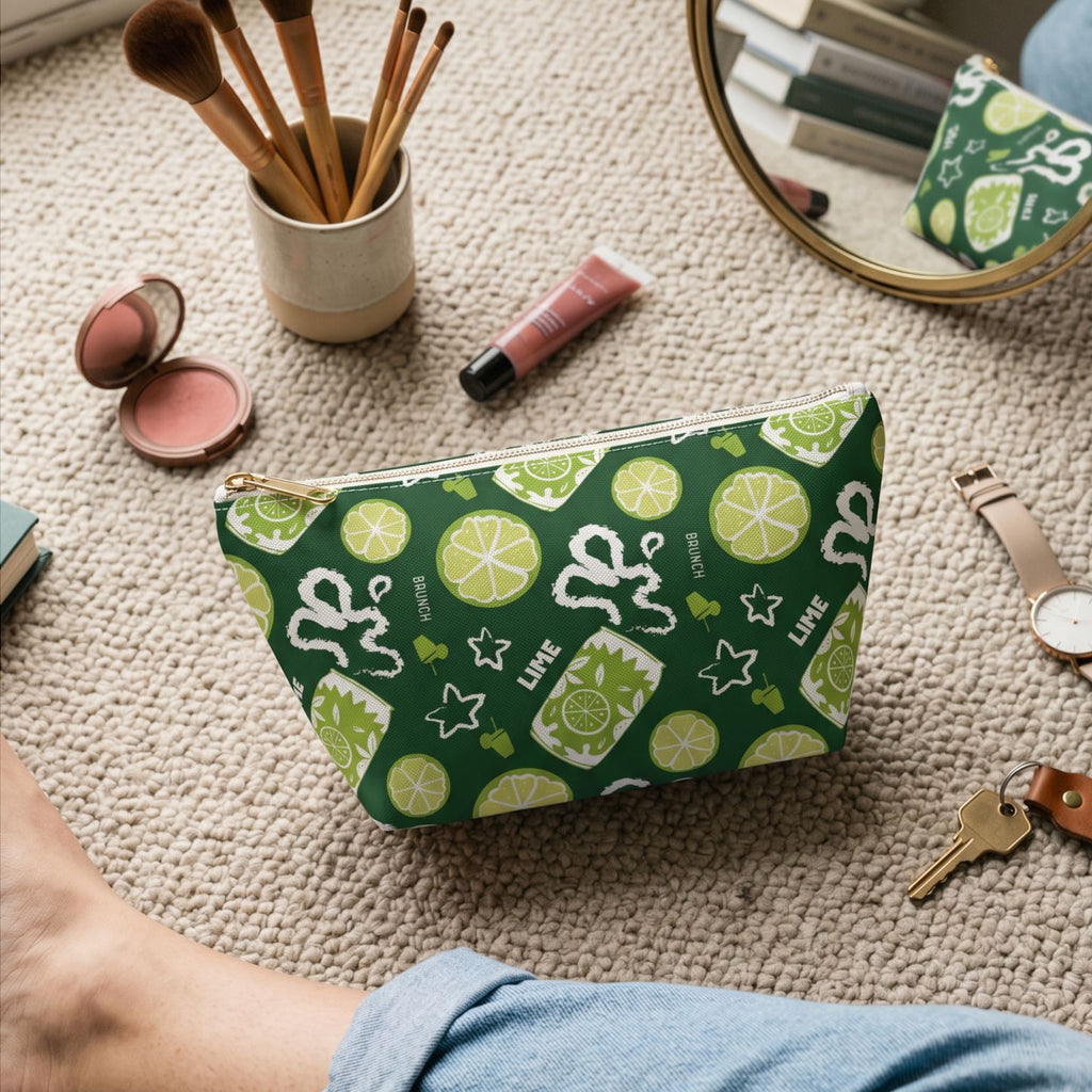 Lime Fruit Brunch Pouch w T-bottom — Green Aperol Inspired Design
