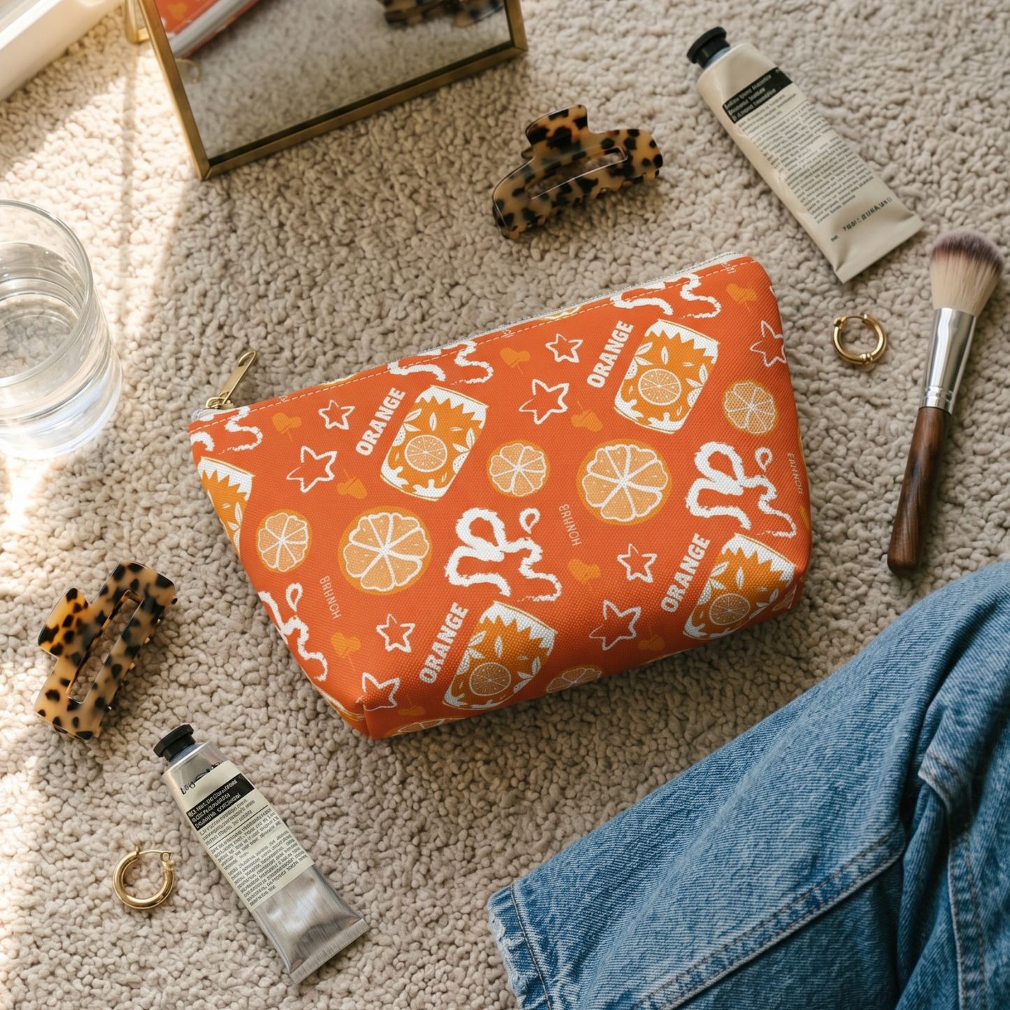 Orange Fruit Brunch Pouch w T-bottom — Orange Aperol Inspired Design