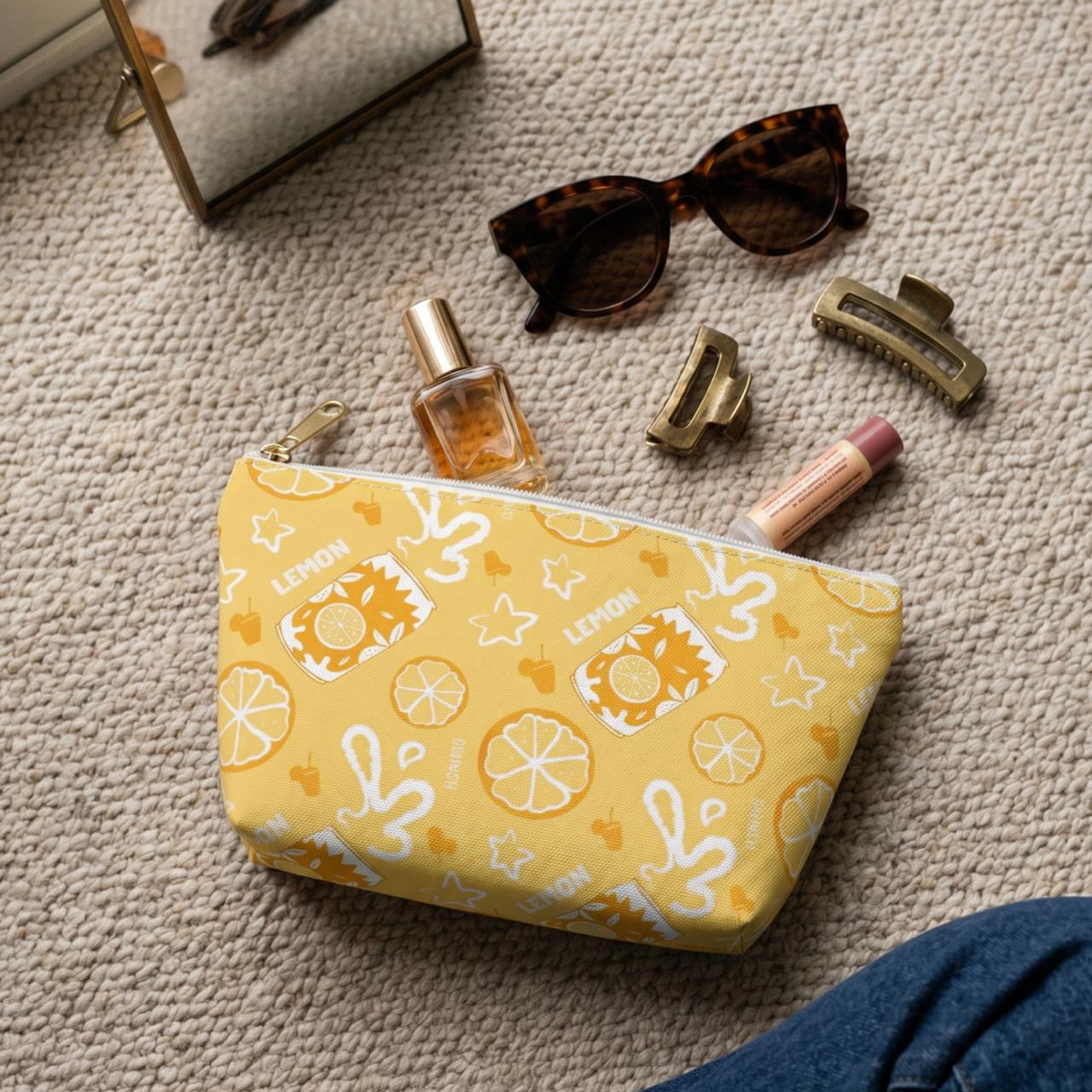 Leme Fruit Brunch Pouch w T-bottom — Yellow Aperol Inspired Design
