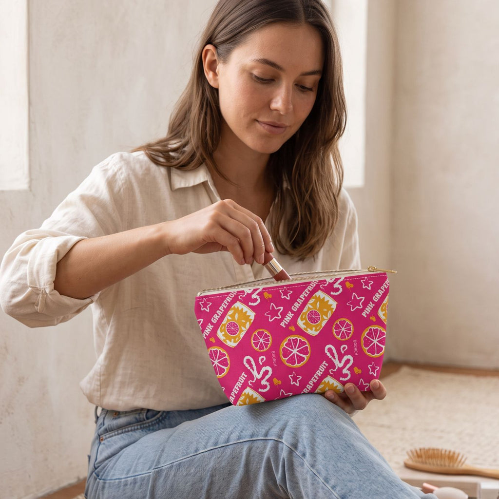 Pink Grapefruit Fruit Brunch Pouch w T-bottom — Pink Aperol Inspired Design