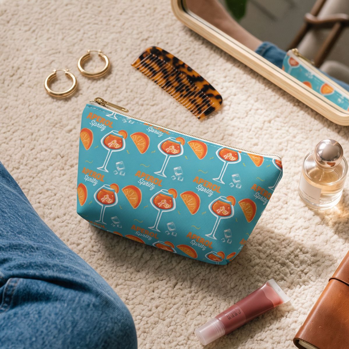 Aperol Spritz Accessory Pouch — Turquoise Aperol Inspired Design