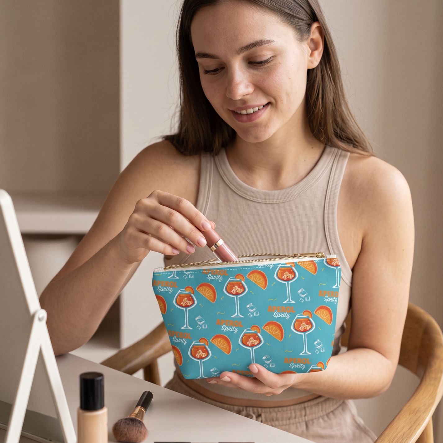 Aperol Spritz Accessory Pouch — Turquoise Aperol Inspired Design