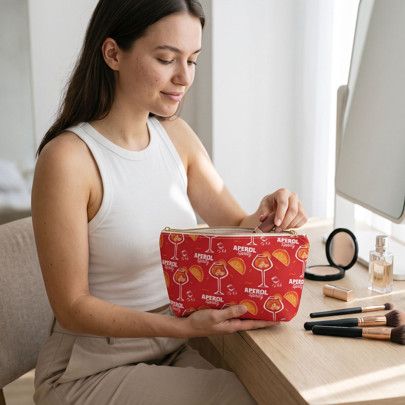 Aperol Spritz Accessory Pouch — Red Aperol Inspired Design