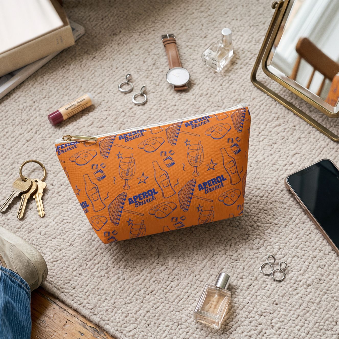 Aperol Brunch Accessory Pouch — Orange Aperol Inspired Design