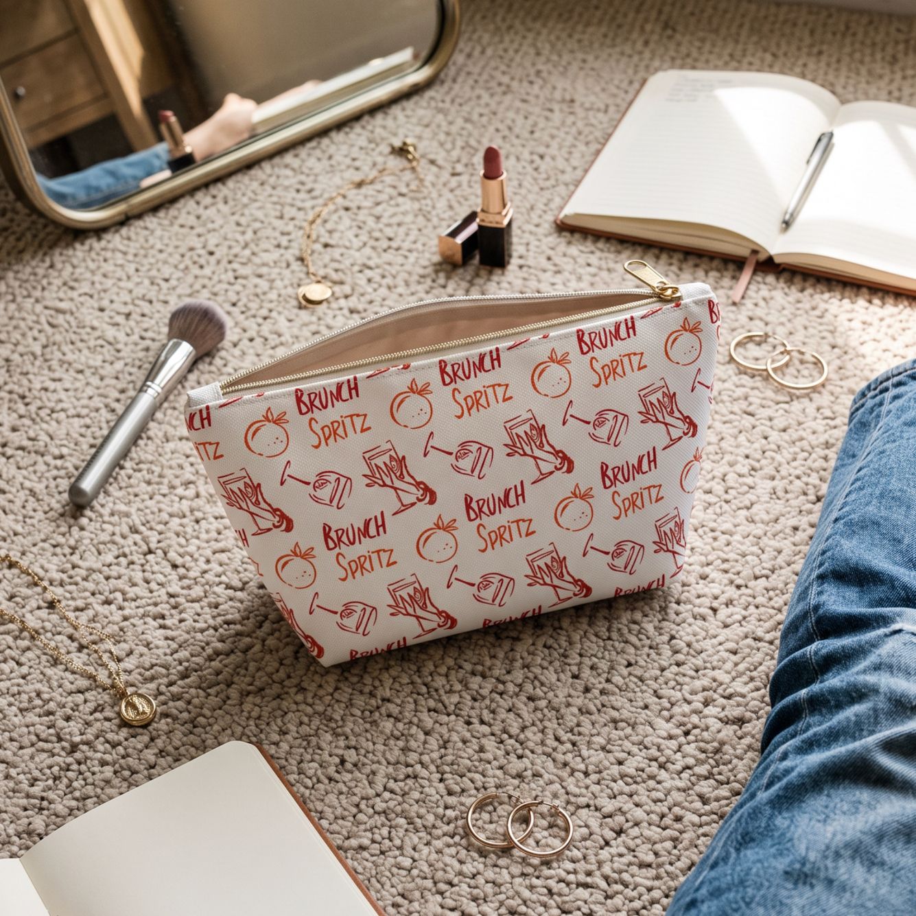 Brunch Spritz Accessory Pouch — Orange & Red Aperol Inspired Design