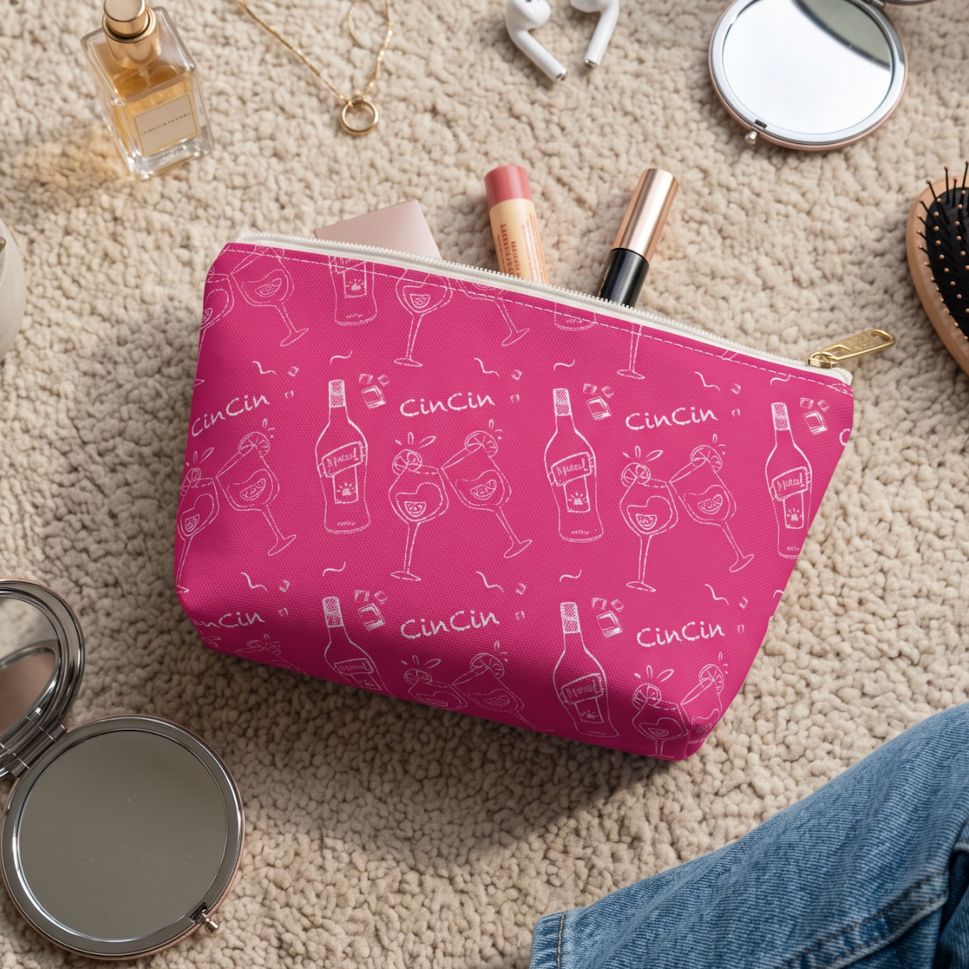 Cin Cin Cocktail Accessory Pouch — Pink Aperol Inspired Design