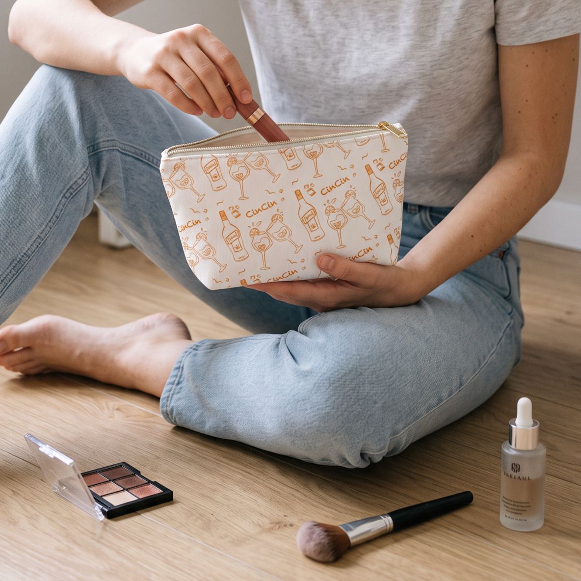 Cin Cin Cocktail Accessory Pouch — White & Orange Aperol Inspired Design