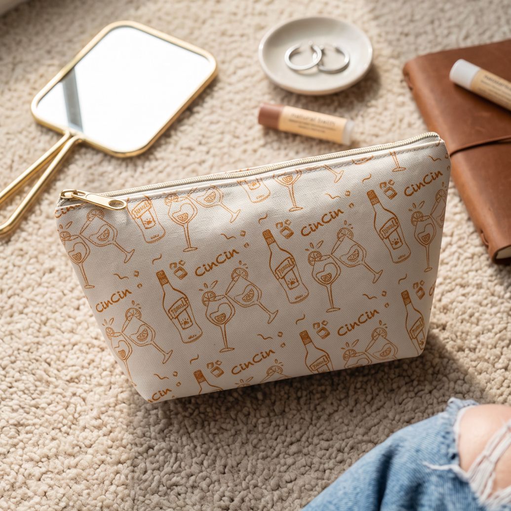 Cin Cin Cocktail Accessory Pouch — White & Orange Aperol Inspired Design