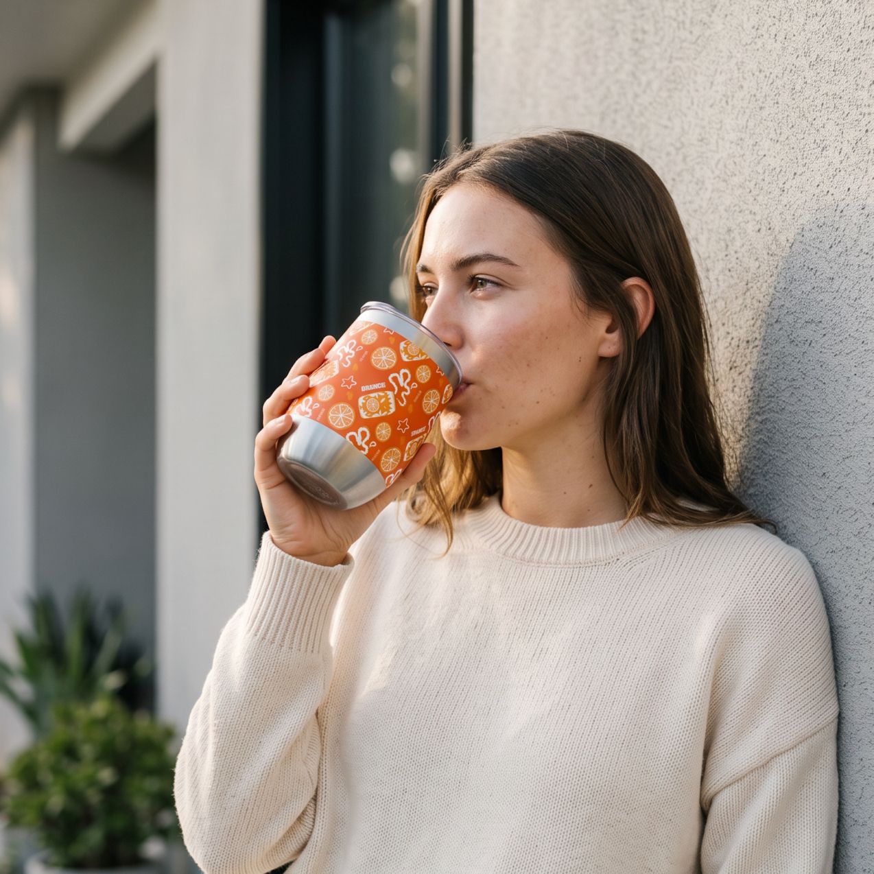 Orange Fruit Pattern Wine Tumbler — Orange Aperol Inspired Design