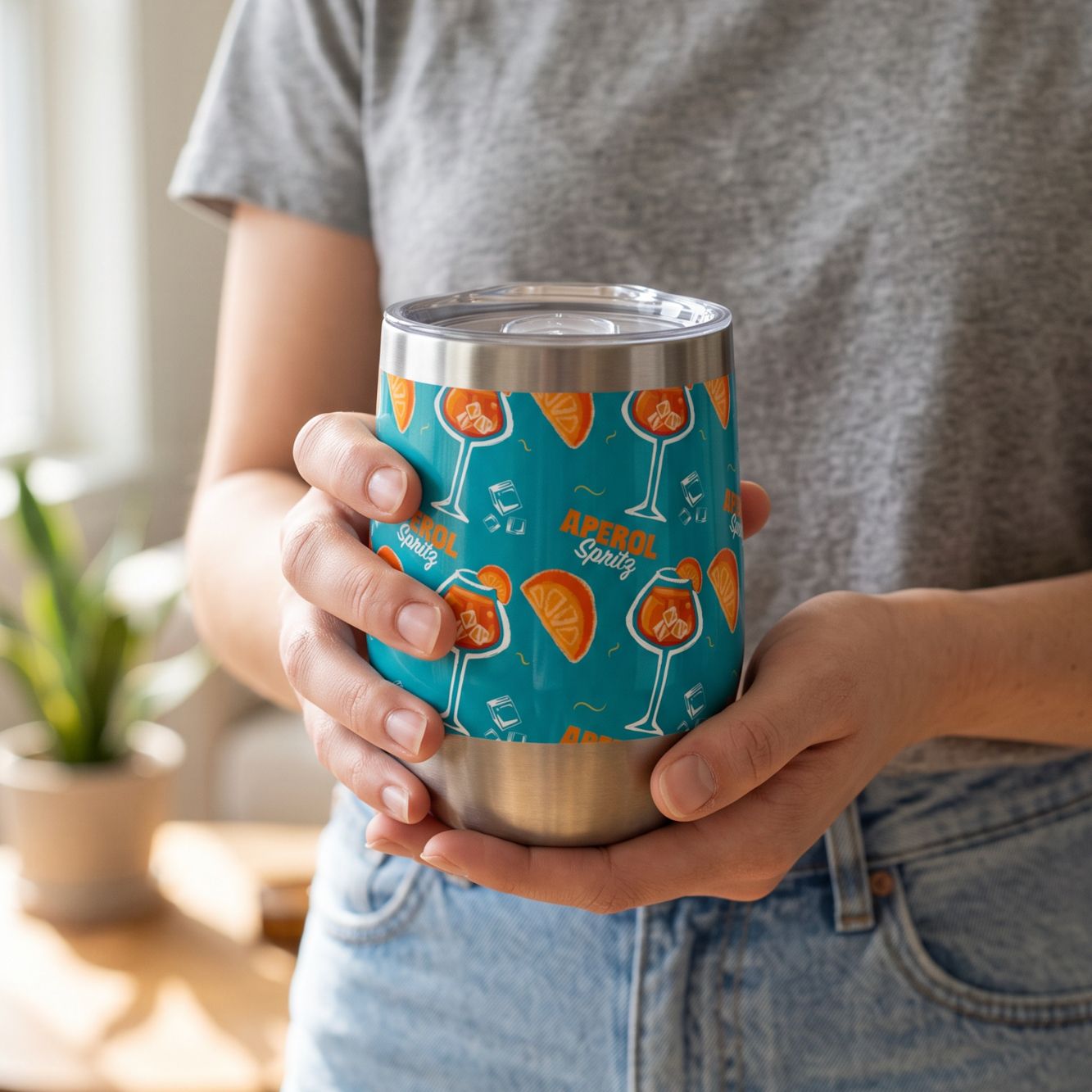 Aperol Spritz Wine Tumbler — Turquoise Aperol Inspired Design