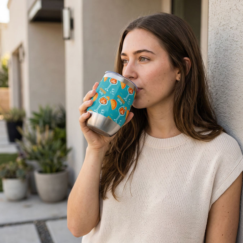 Aperol Spritz Wine Tumbler — Turquoise Aperol Inspired Design
