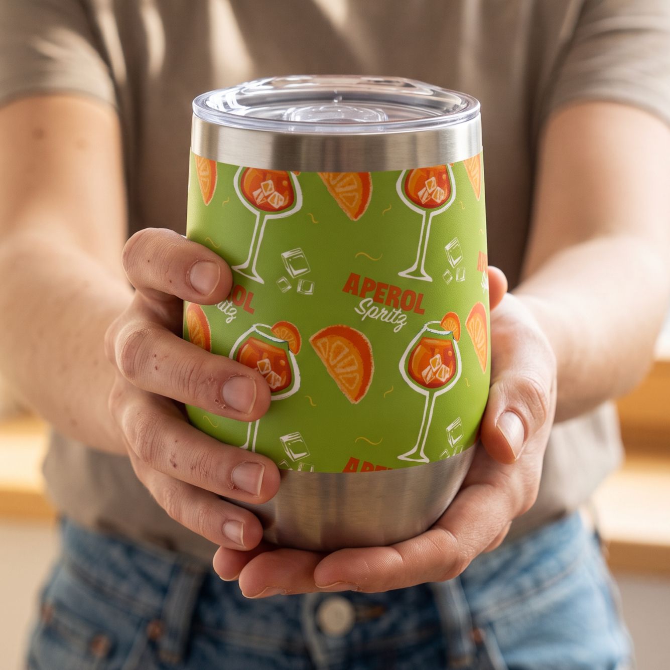 Aperol Spritz Wine Tumbler — Green Aperol Inspired Design