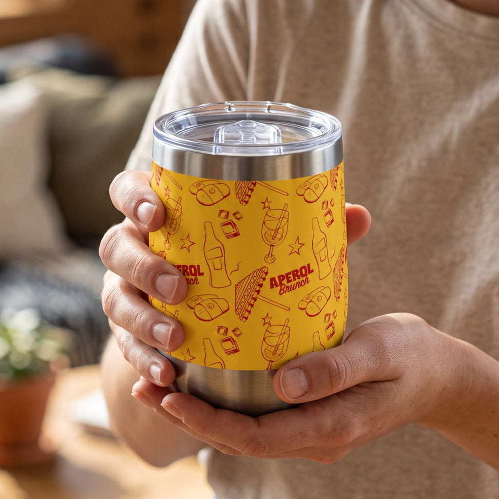 Aperol Brunch Wine Tumbler — Yellow & Red Aperol Inspired Design