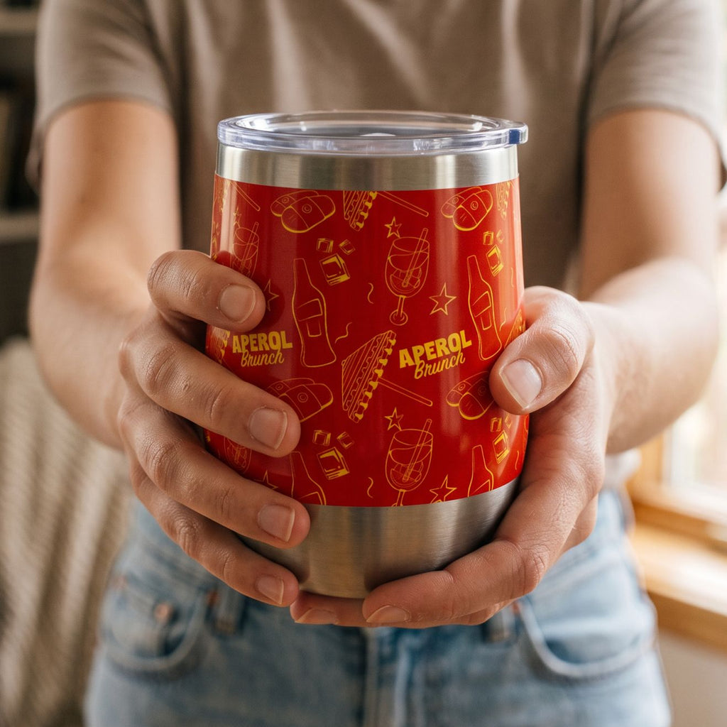 Aperol Brunch Wine Tumbler — Red Aperol Inspired Design