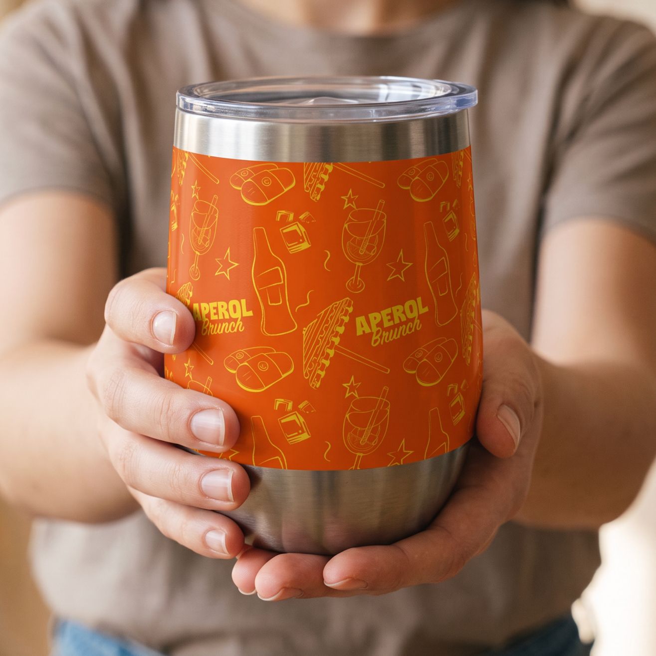 Aperol Brunch Wine Tumbler — Orange Aperol Inspired Design
